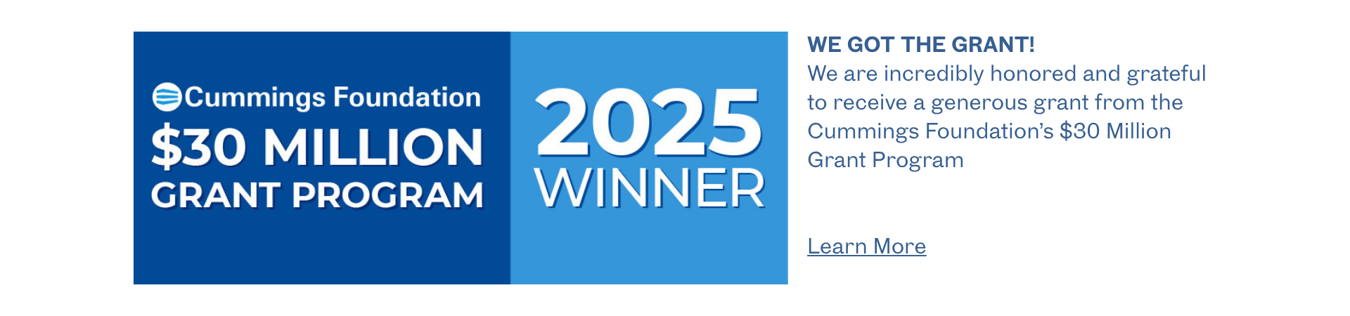 Cummings 30 Million Grant Program Winner
